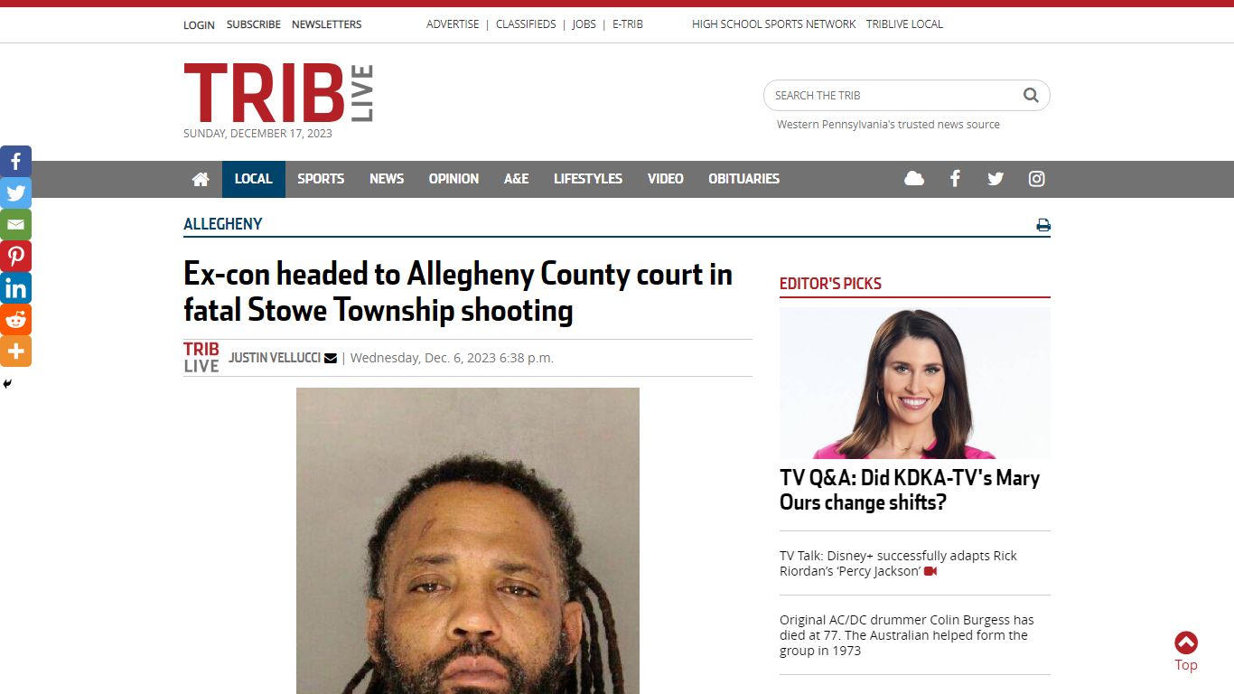 Ex-con headed to Allegheny County court in fatal Stowe Township ...